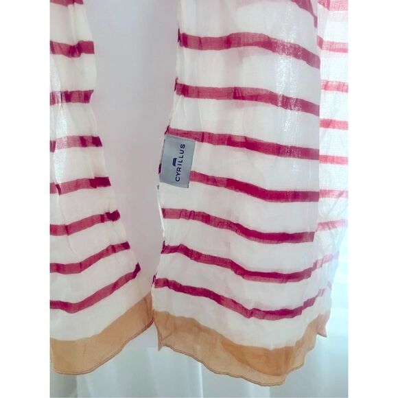 CYRILLUS red and white striped scarf - Picture 3 of 6